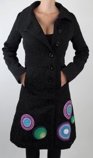   New BLACK Painted Circle ABRIG ABRIL NEGRO Dress COAT Jacket, XL EU 44