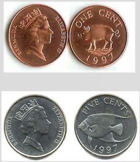 Bermuda 1997 1 & 5 Cent 2 Coin UNC Set