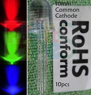 10,10mm RGB LED Common Cathode 4 Pin Tri Color Emitting Diode 3v 6v 9v 