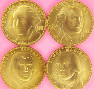 Lot of 4 Concept Dollar coins. First 4 Presidents. By Daniel Carr 