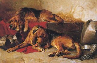 BLOODHOUNDS DOG AT REST   JOHN NOBLE CANVAS REPRO 10x16