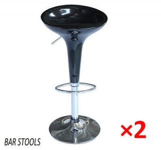 Set of 2 Black Adjustable Bar Stool Portable Swivel Retro style Pub 