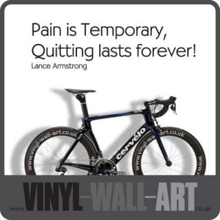   Lance Armstrong Pain is Temporary Motivational Quote   Vinyl Wall Art