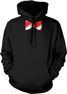 Large Fake Red And White Striped Bow Neck Tie Funny Hilarious Hoodie 