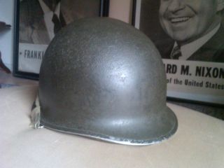   Army WWII M1 Salty Combat Vet Front Seam Helmet with Firestone Liner