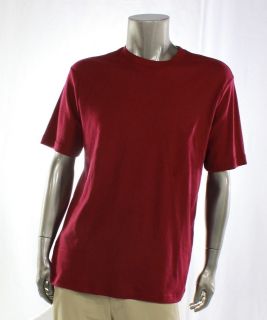 John Ashford NEW Red Mens Tee Ribbed Crewneck Short Sleeve Shirt Top 