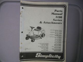 Simplicity Parts Manual 3100 Series And Attachments Lawn Tractor