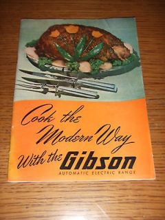 VINTAGE 1950 Gibson Auto Electric Range Oven Owners Manual & Recipe 
