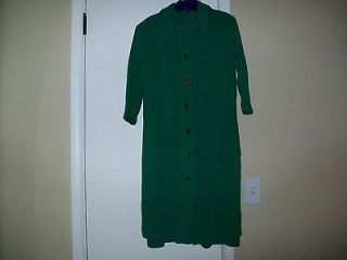 Vintage Kimberly Bright Green Wool Dress and Dress Coat Sz 12