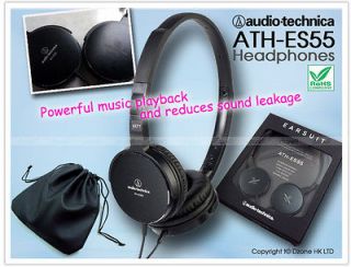 Japanese Audio Technica ATH ES55 Portable Stereo Headphones Black 