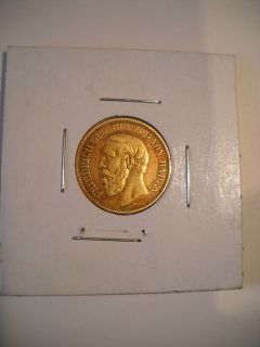 1872 10 German Marks in gold from Baden Nice rare coin XF Lots of 