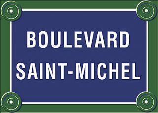 French Paris Street Sign   Boulevard Saint Michel