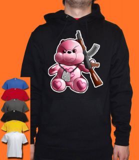CARE BEAR WITH GUN HOODIE UNISEX ALL SIZES COLOURS AVAILABLE