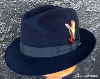 NEW Mens BAILEY Hollywood FUR FELT Fedora Hat Madison Black Formal 