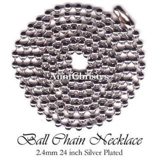 100 Silver Plated Ball Chain Necklace 24 Inch 2.4mm
