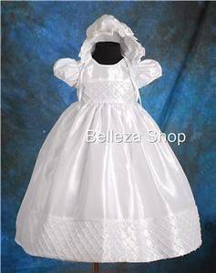 White Baby Girls Christening Gown Dress SZ 6mo 9mo FG027