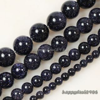 Natural Blue Sand Gemstone Round Ball Loose Beads 15.5 4mm,6mm,8mm,10 