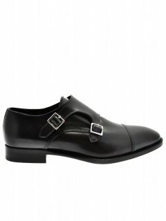 Double Monk Strap Mens Shoes Longhi 161030 Safari Black Leather