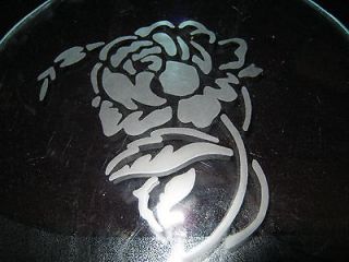 Round Convex Bubble Glass Clear Painted Stencil Rose to use in Frame 