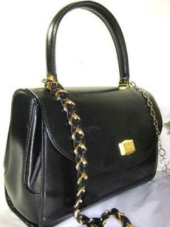 Vintage BALLY Italy Calf Leather Framed Kelly Black Hand Shoulder Bag