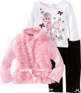 NEW Girls FANCY POODLE Size 6 Pink Black Sweater/Jacket Top Pants 