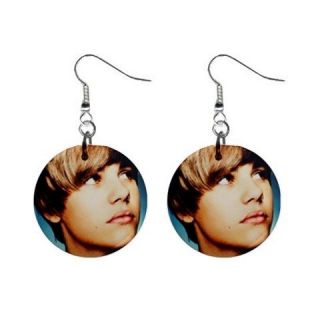 Justin Bieber Good Look Collectible Picture 1 Inch Button Earrings