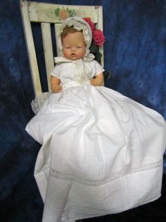 ANTIQUE doll or BABY christening GOWN dress MICRO pleats LACE 