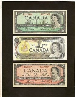 CANADA 3 BANK NOTES 1954/73