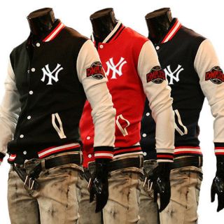 SR Men Cardigan Baseball Coat College Sport Jacket Outwear Fashion 