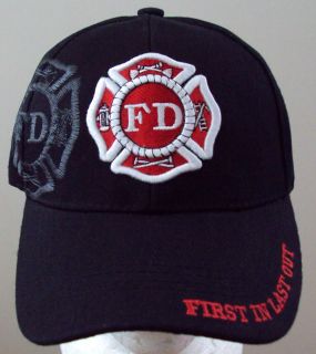   FIRE DEPT DEPARTMENT RESCUE FIGHTER FIREMEN FDNY BALL CAP HAT BLACK OS