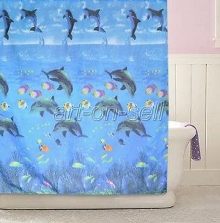   Fish Lively Blue Design Beautiful Bathroom Fabric Shower Curtain as238
