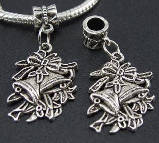 4X Tibetan Silver Charms Small Bell Beads Fit European Bracelet