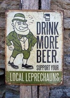 Antique Style Drink More Drinking Beer Sign Metal Retro Irish Bar Wall 