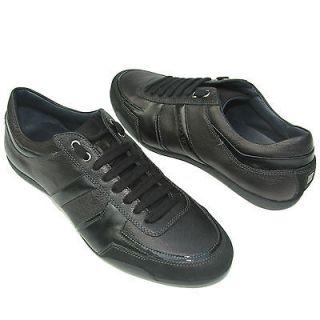 330 Hugo Boss Black Label Leather Sneakers Black Mens Shoes 12 45 
