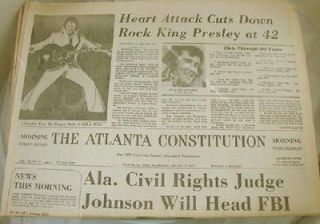 Elvis Newspaper Death Announcement   Atlanta 1997