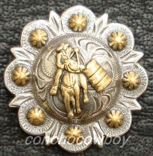 Set of 6 WESTERN GOLD BARREL RACER BERRY CONCHOS 1 inch