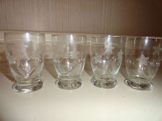 ROMAINAN ETCHED JUICE GLASSES SET OF 4