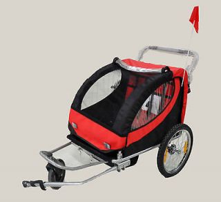 Double Swivel Red/Black 2in1 Bicycle Bike Trailer Stroller Jogger 