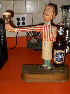   RIBBON BEER SIGN BARTENDER DIE CAST STATUE BREWERY BAR MAN CAVE, NEAT