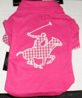 Beverly Hills Polo Club Dog T Shirt Gingham Pink Puppy Tee Shirt Small 