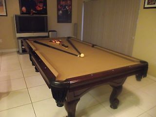 SLATE POOL TABLE WITH MATCHING WALL RACK, TABLE/POCKET COVERS AND 