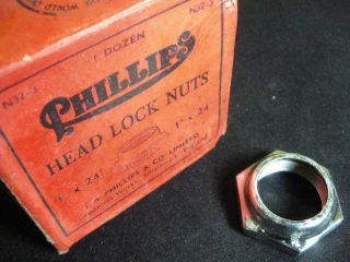 Vintage Bicycle Phillips Head fittings 1 X 24t Head Locknut Chrome 