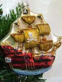   Pirate Ship Plaque Pirate Skull Sail Wave Christmas Tree Ornament