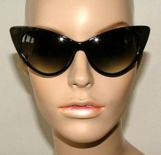 New Big Black Cat Eye Sunglasses Retro Rockabilly 50s Pin Up Vixen 