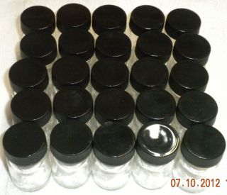 25 glass specimen jar w/cap glass Bottle 1/2 oz Clear Round Glass 