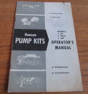   HANSON Equipment Operators Manual Model AP MPN MP PUMP KITS (N 5