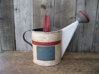   Antique Watering Can Red White and Blue Milk Paint Shaker Seed Label