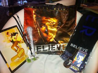   BIEBER BELIEVE TOUR VIP PACKAGE   BAG, SCARF, BLUE MICROPHONE & MORE