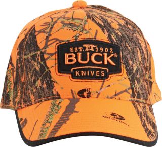 Buck Knives Mossy Oak Blaze Orange Camo Buck Logo Baseball Cap New 