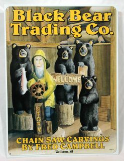 Black Bear Trading Co Metal Welcome Sign Chain Saw Carvings Wellston 